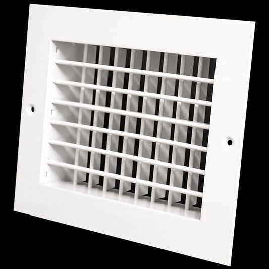 HVAC Premium 12''w X 6''h Aluminum Double Deflection Adjustable Air Supply HVAC Diffuser - Full Control Vertical/Horizontal Airflow Direction - Vent Duct Cover [Outer Dimensions: 13.6''w X 7.6''h]
