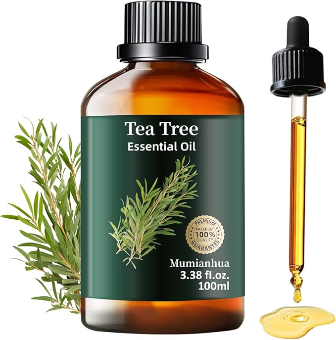 Tea Tree Essential Oil, Pure Tea Tree Oil Mumianhua Natural Purifying Oil for Home & Outdoor Protection, Aromatherapy for Cleansing Air, Diffuser, Hair, Skin & Nail Care, Soap Making 3.38 Fl Oz