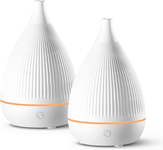 Ultrasonic Essential Oil Diffuser, Home Fragrance Aroma Diffuser with Auto Shut-Off, Color Change Night Light & Ultra-Quiet Operation, BPA-Free Portable Aromatherapy Humidifier for Home (White-2)