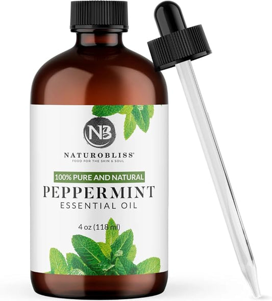 NaturoBliss Peppermint Essential Oil, 100% Pure and Natural Therapeutic Grade, Premium Quality Peppermint Oil, 4 fl. Oz - Perfect for Aromatherapy and Relaxation