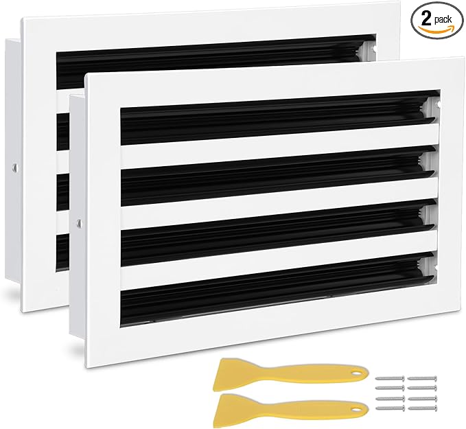 14x8 Modern AC Vent Cover 2Pack, Decorative White Air Vent (Duct Opening Cutout), All Aluminium Standard Linear Slot Diffuser, Low Noise - Register Grille for Ceiling, Walls & Floors
