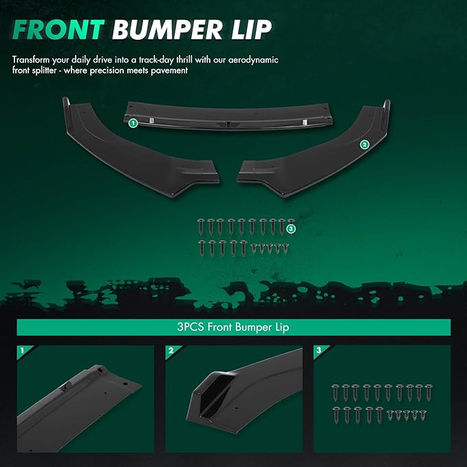 SCITOO Glossy Black PP Front Bumper Body Kit Spoiler Chin Spoiler Front Bumper Lip Fit for 2014-2020 for Volkswagen Golf GTI MK7