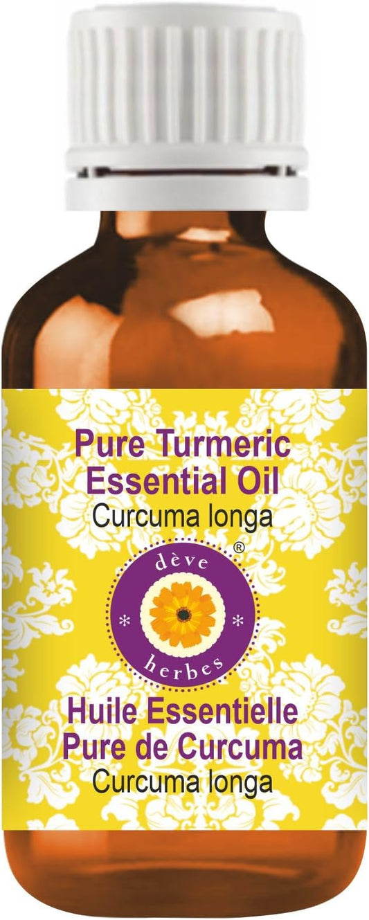 Deve Herbes Pure Turmeric Essential Oil (Curcuma Longa) Steam Distilled 10ml (0.33 oz)