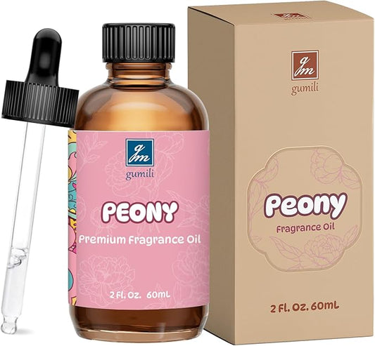 GM Gumili Peony Fragrance Oil 2 Oz, Natural Scent Oil for Home Essential Oils Diffuser, Candle Making, Soap Making, DIY Body Oils, Perfume, Body Mist, Spray - Luxury Scent