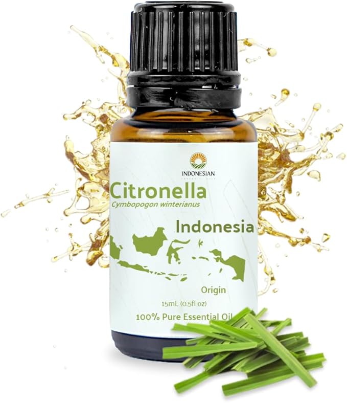 Citronella Essential Oil - Direct from Central Java, Indonesia - Pure Essential Oil for Diffusers and Aromatherapy | 100% Pure Therapeutic Grade (15ml)