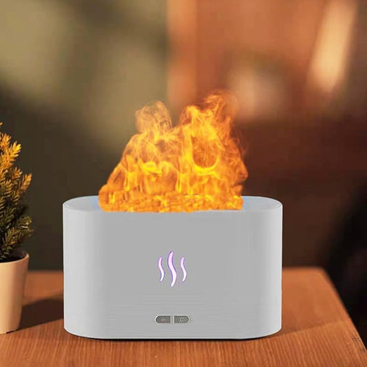 Flame Aromatherapy Machine, Aroma Expander, Home Office Table Seven Color Flame Ultra Silent Air Humidifier, Aroma Diffuser (White Aromatherapy Machine)