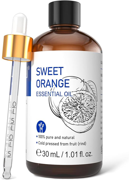 HIQILI 30ML Sweet Orange Essential Oil - Pure and Natural for Diffuser, Skin - 1 Fl Oz