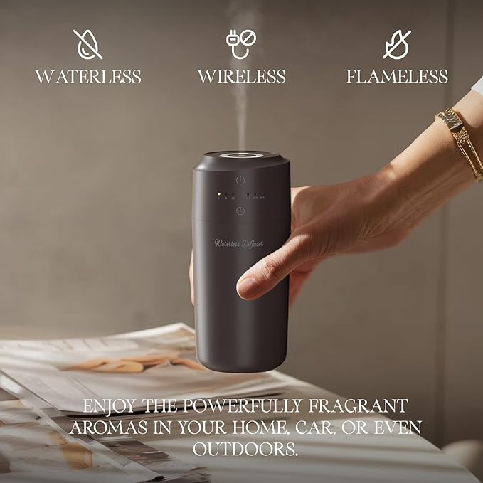 ARVIDSSON Waterless Diffuser for Essential Oil, Battery Operated Aromatherapy Diffuser, Waterless Essential Oil Diffuser, Wireless Scent Diffusers for Home, Car, Office