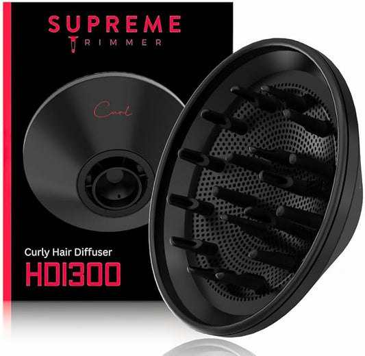 Curly Hair Diffuser Attachment by Supreme Trimmer | Adaptable for Blow Dryer SHD347 for Curly, Wavy & Natural Looking Hair | HDi300 Black