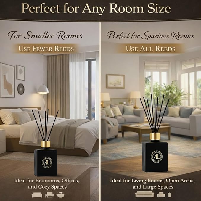 Black Reed Diffusers for Home | Premium Long-Lasting Fragrance Diffuser | Reed Diffuser Sticks in Oil Set | Smells Good in Bathroom & Office | Black, Balsam Reed Diffuser(5 oz)