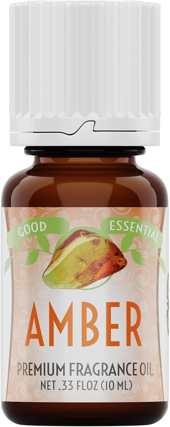 Good Essential – Professional Amber Fragrance Oil 10 ml for Diffuser, Perfume, Candles, Aromatherapy – 0.33 fl oz, 10 ml