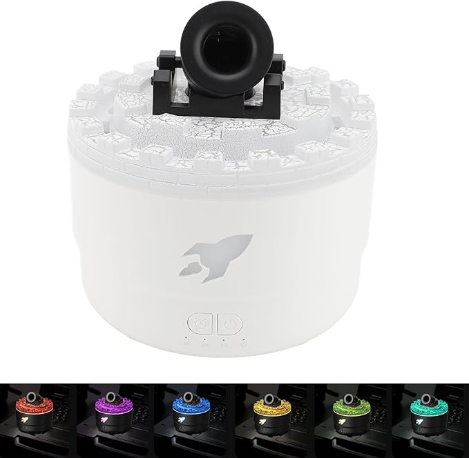 Cannon Humidifiers with Timer for Bedroom, Cannon Aromatherapy Humidifier Diffuser, Essential Oil Aromatherapy Machine with Colorful LED Lights, Small Home Desktop (White)