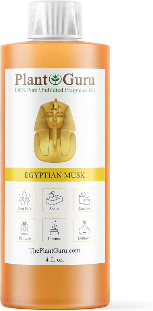 Egyptian Musk Fragrance Oil 4 fl. oz. Scented Oil for DIY Soap Making, Candles, Bath Bombs, Body Butters. Used in Aromatherapy Diffusers, Burners and Warmers. Great Addition to Lotions and Creams.
