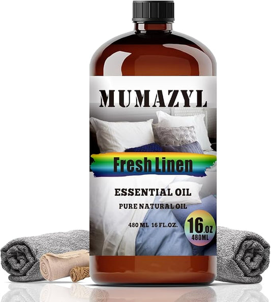 Fresh Linen Essential Oil, Fresh Linen Oil 16 Fl Oz 480ML for Diffuser Humidifier Yoga Cleaning DIY Candle Soap Making MUMAZYL Essential Oils