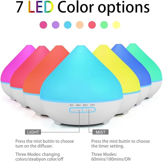 Essential Oil Diffuser, Wood Ultrasonic Cool Mist Humidifier, Ambient Night Light, 400ml Waterless Auto-Off, for Home,Bedroom,Office (Light Wood)