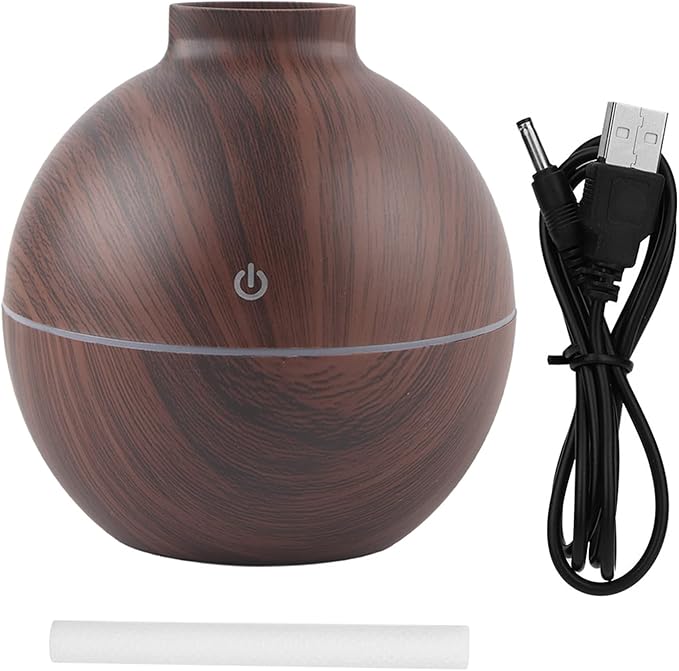ZJchao 130ml Essential Oil Diffuser, USB Mini Office Desktop Humidifier, Ultrasonic Aromatherapy Diffuser for Bedroom, Yoga, SPA (Deep Wood Grain)