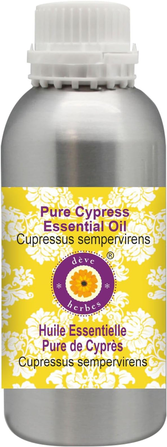 Deve Herbes Pure Cypress Essential Oil (Cupressus sempervirens) Steam Distilled 630ml (21 oz)