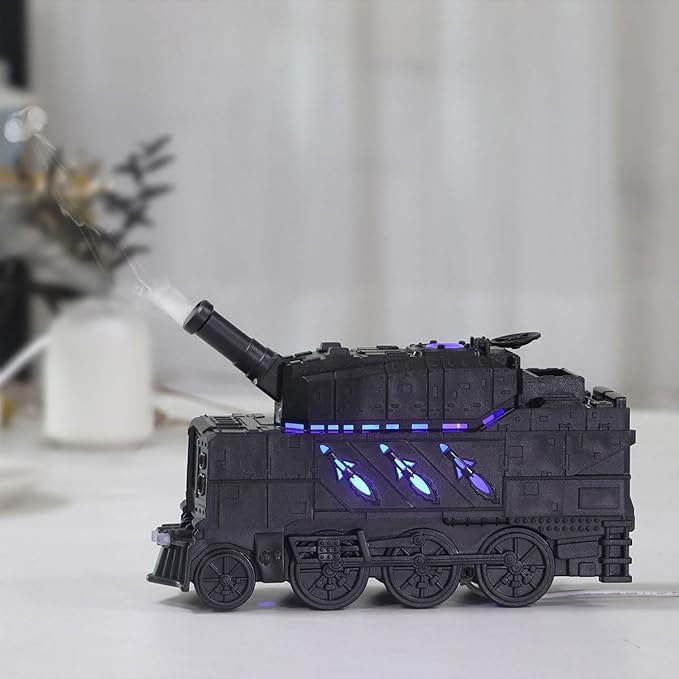 Train Essential Oil Diffuser Humidifier, 300ml Aromatherapy Humidifier with Dual-Color LED Light, 2 Mist Mode & Auto Shut-Off, Christmas Steam Train Diffuser for Home Office Bedroom