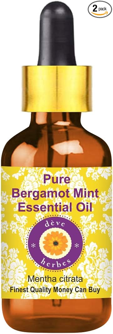Deve Herbes Pure Bergamot Mint Essential Oil (Mentha citrata) with Glass Dropper Steam Distilled 5ml (0.16 oz)