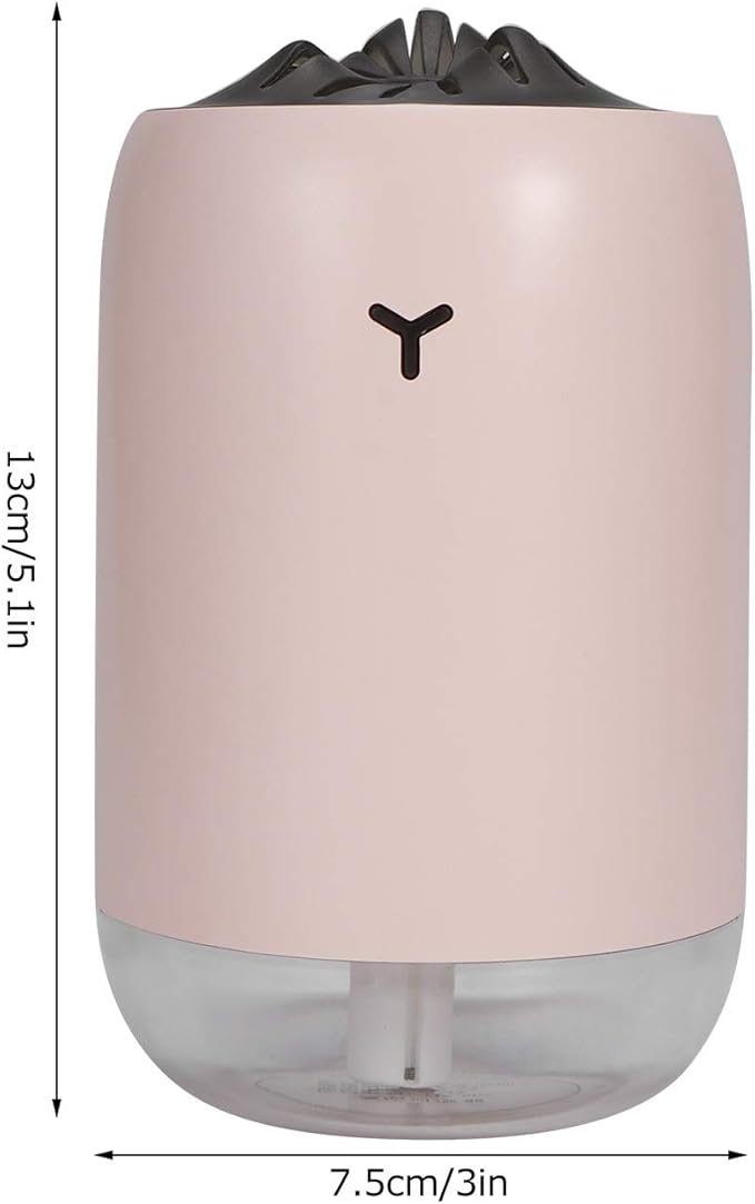 260ml USB Desktop Humidifier, Mini Air Diffuser with Night Light, Quiet Mist Humidifier for Home Office, One - Button Dual Mist Mode, Leak - Proof Design (Pink)