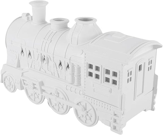 EBTOOLS 300Ml 8W Train Shaped Humidifier With Night Light, Dual Spray Modes, Warm and Cool Blue Light, Low Noise, Essential Oil Diffuser, Misting Function, Cool Mist Humidifier (White)