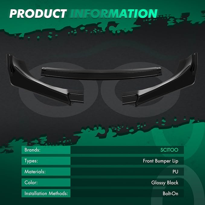 SCITOO Matte Black Front Lip Spoiler Body Kit Compatible with 2013-2016 for Hyundai for Genesis Coupe Front Bumper Lip Splitter Chin Exterior Diffuser