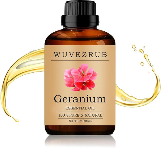 Geranium Essential Oil 240ML - 100% Pure and Natural Oils for Aromatherapy Diffuser - 8 Fl Oz/Geranium