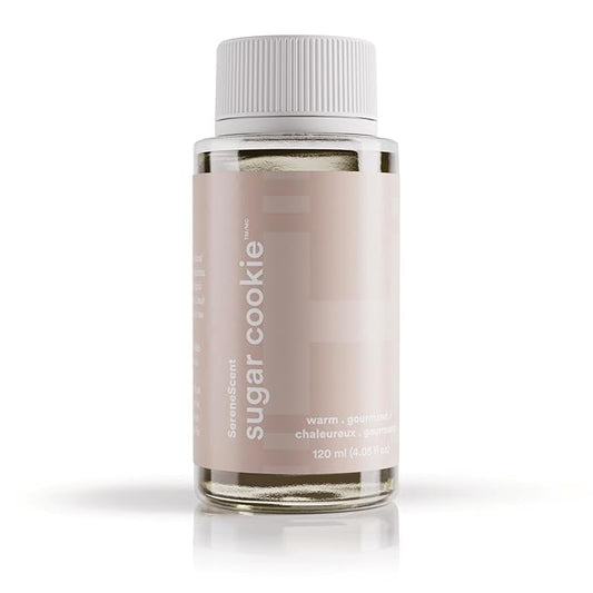 Homedics SereneScent Waterless Diffuser Oil Refill — Sugar Cookie (120ml). Clean, Safe & Decadent Vanilla Caramel Fragrance. Compatible with SereneScent Diffusers. Easy Twist Plug & Play.