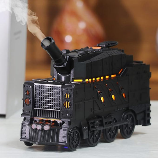 Steam Train Diffuser 300ml, Essential Oil Diffuser with Dual-Color LED Lights & 2 Mist Modes, Retro Train-Shaped Aromatherapy Humidifier, Auto Shut-Off Safe Design for Christmas Home Office Decor Gift