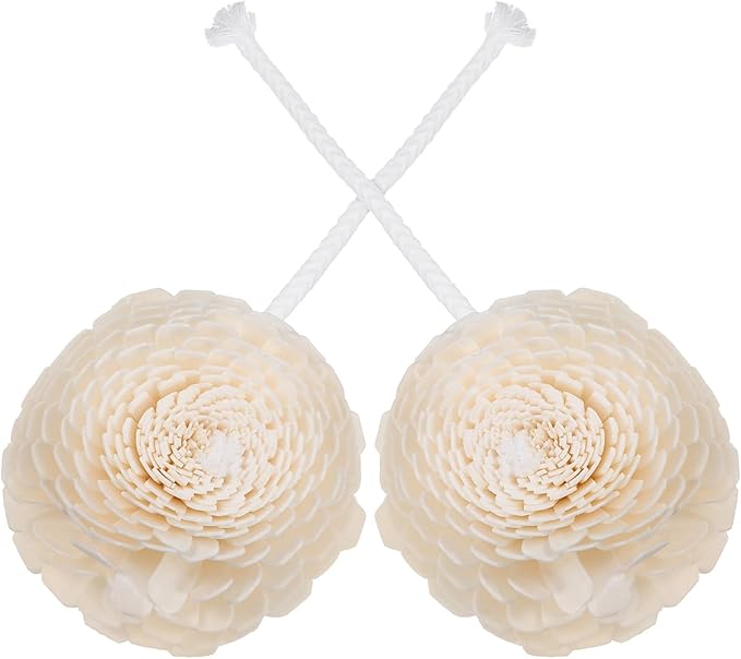 PATKAW Aroma Diffuser Flower Heads 2pcs with Cotton Wick Small Aromatherapy Flower Replacement for Home and Car Fragrance Essential Oil Diffuser Decor