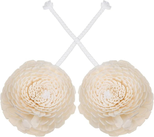 PATKAW Aroma Diffuser Flower Heads 2pcs with Cotton Wick Small Aromatherapy Flower Replacement for Home and Car Fragrance Essential Oil Diffuser Decor