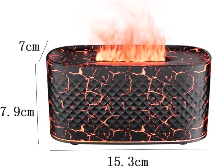 Protable Flame Effect USB Aroma Diffuser - 160 Capacity Essential Oil Humidifier with Auto Shut-Off, Waterless Protection & Mist Projector for Home/Bedroom Relaxation (Crackle Black)