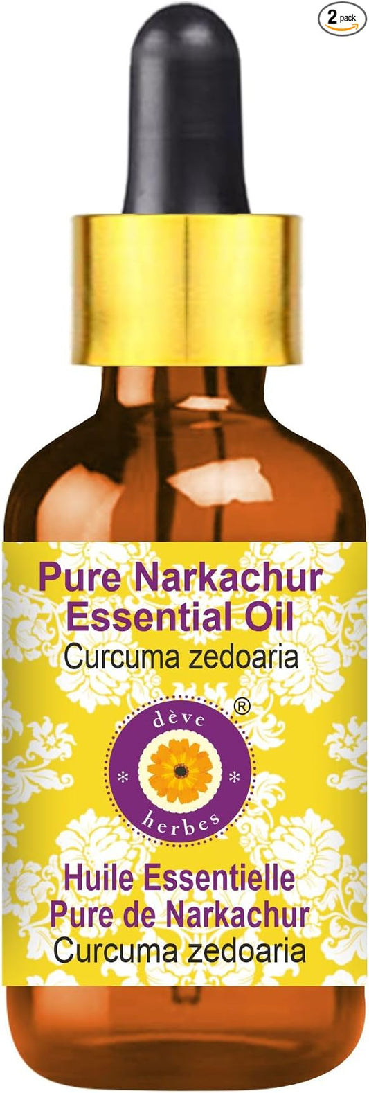 Deve Herbes Pure NAR Kachur Essential Oil (Curcuma zedoaria) with Glass Dropper Steam Distilled 5ml (0.16 oz)