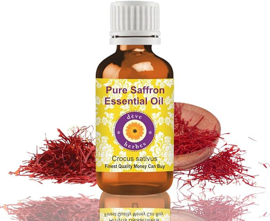 dève herbes Saffron Essential Oil (Crocus sativus) Pure | Non-Sticky | Non-Greasy | Lightweight | Men & Women | All Skin Types | Steam Distilled 5ml (0.16 oz)