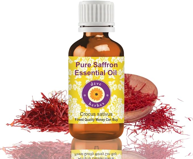 dève herbes Saffron Essential Oil (Crocus sativus) Pure | Non-Sticky | Non-Greasy | Lightweight | Men & Women | All Skin Types | Steam Distilled 10ml (0.33 oz)