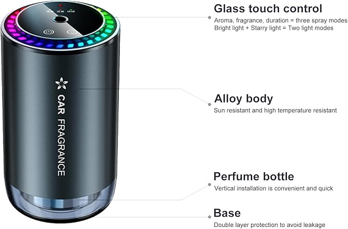 Worparsen Mist Ultrasonic Humidifier Car Fragrance Diffuser Sure Here's A Product Title for Listing Air Freshener with Colorful Light Rechargeable Auto Chance