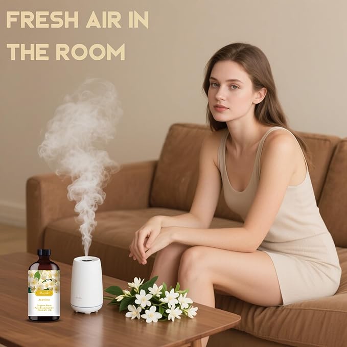 Jasmine Essential Oil – MLYNKL Jasmine Oils 4.33 fl oz for Diffusers, Humidifiers, Massage, DIY Candles, Soap, Cleaning, Home, Yoga, Office, Gifts - 130 ml