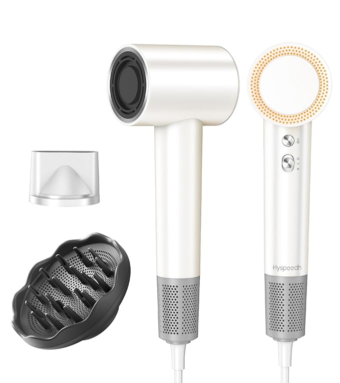Hair Dryer with 150000 RPM High Speed 1400w Motor for 1-5min Fast Dry, 3 Heat/Cool Wind Level & 49db Low Noise,1.5 Billion Plasma & Industry-Leading Strong Magnetic Nozzle Diffuser Travel Blow Dryer