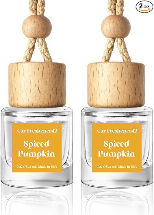 HoogaLife Car Air Freshener Diffuser 2 Pack Hanging Spiced Pumpkin Car Air Freshener for Women 45+ days Long Lasting Fragrance Made in USA (P42)