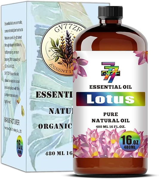 Lotus Essential Oil - GV77ZF Lotus Oils for Diffusers, Humidifiers, DIY Candles, Soap, Cleaning, Home, Office, Yoga, Massage, Gifts - 16 fl oz (480 ml)