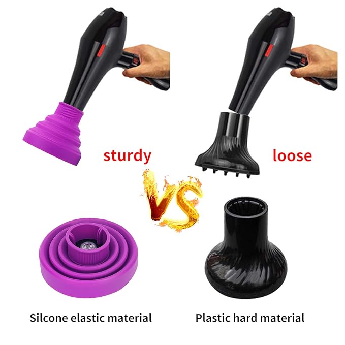 WAJIAYON Universal Collapsible Hair Dryer Diffuser Attachment-Foldable Portable Travel and Easy Storage Hair Diffuser Fit Most Hair Dryers with Nozzle Diameter D-1.575Inch to 1.968 Inch (4-5cm)-Purple