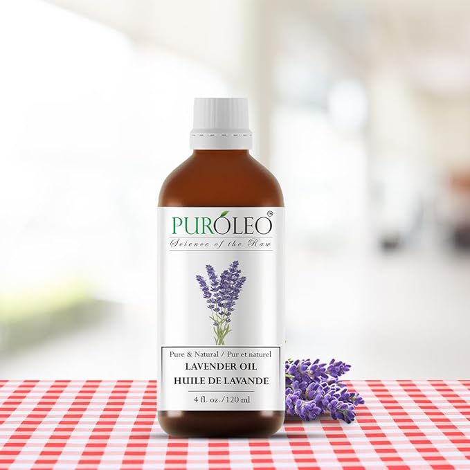 PUROLEO Lavender Essential Oil 4 Fl Oz/120 ML (Packed in Canada) 100% Pure Natural Undiluted for Aromatherapy, Aromatherapy Oil for Sleep, Relaxation Bulgaria France Oil Diffuser