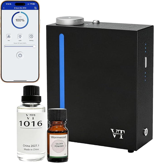 Waterless Essential Oil Diffuser 3000 Sq.Ft Coverage for Large Home,Hotel,Office,Includes fragrance essential oil set.Cold Air Scent Diffuser Machine with Bluetooth App Control,HVAC Fragrance Diffuser