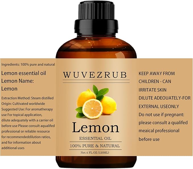 Lemon Essential Oils 120ML, 100% Pure and Natural Essential Oil for Aromatherapy Diffuser - 4 Fl Oz/Lemon