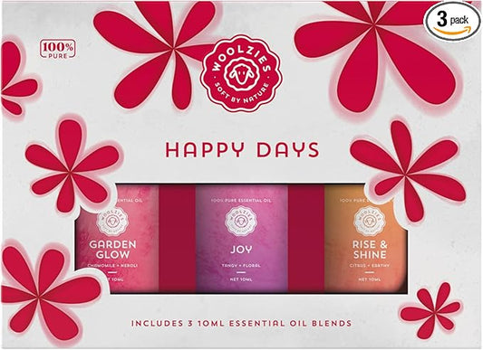 Happy Days Essential Oil Set of 3 | Therapeutic Grade Essential Oil Blends for Home, Office, Diffuser | Garden Glow, Joy, Rise & Shine - 10 ML