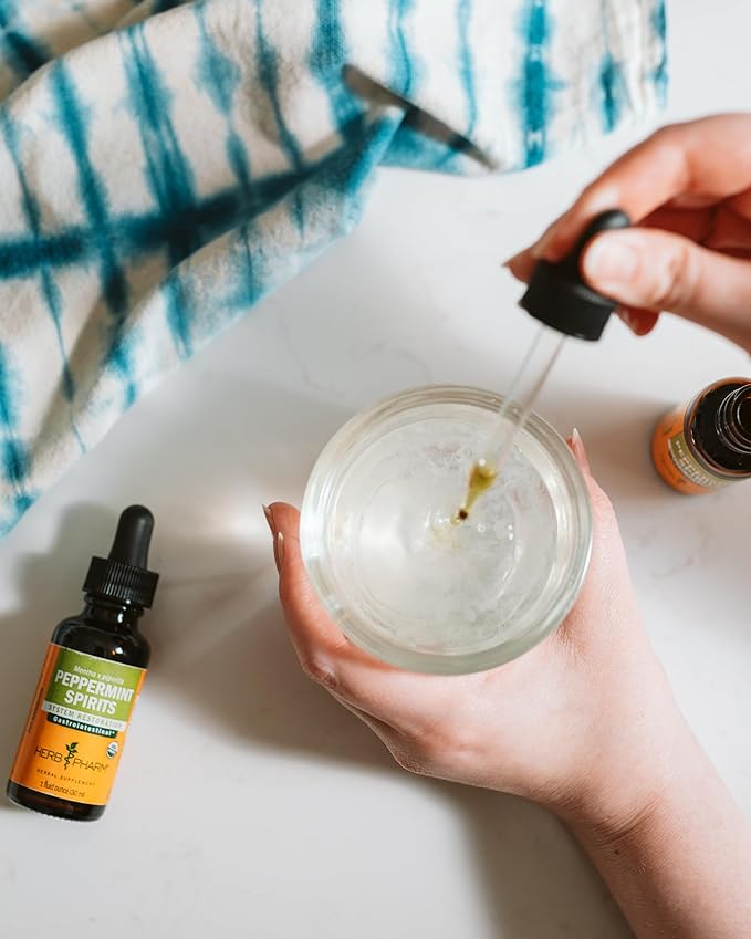 Herb Pharm Peppermint Spirits Liquid Extract: Organic Herbal Digestion Support | Mentha piperita Tincture | Fast-Absorbing for Occasional Nausea & Upset Stomach Support, Up to ~3 Week Supply, 1 oz*