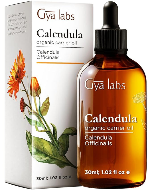 Gya Labs Calendula Oil - 1 Fl Oz - Carrier Oil for Hair, Skin, Face, Scalp & Body Massage