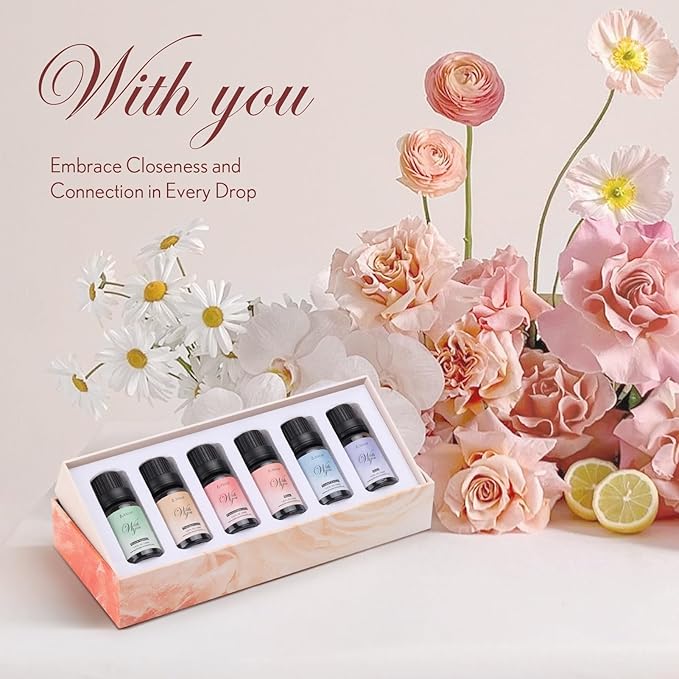 JCLOUD Fragrance Oil Gift Set for Women, Essential Oils for Diffusers for Home, Romantic Scented Oils for Perfume, Soap, Candle Making – 6x10 mL