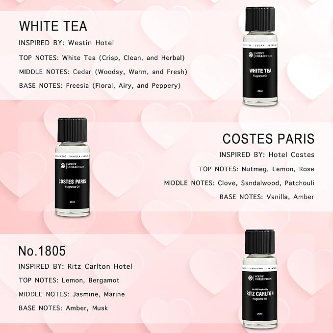 Hotel Diffuser Oil Set-Top 10 Scents 20ml/0.68fl oz Inspired by 5-Star Hotels - Gift Set for Diffuser & Room Scenting - Aromatherapy Oils with Notes of Cardamom, Tuscan Leather, and Sandalwood