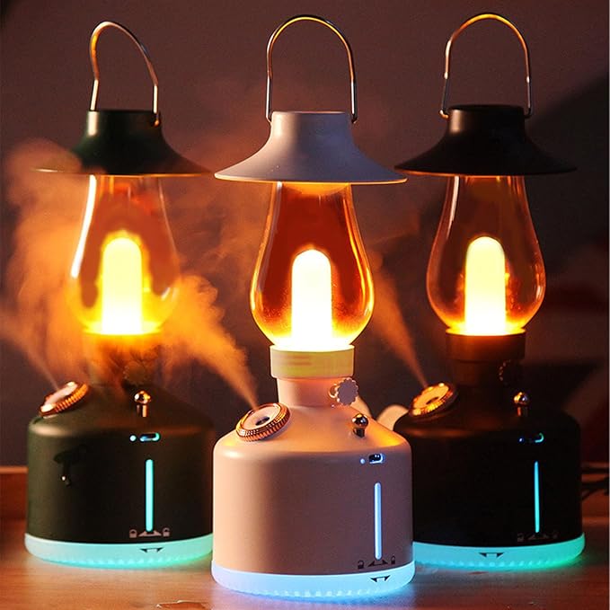 Vintage Humidifier, Essential Oil Diffuser, USB Rechargeable, Portable Lamp Humidifier, for Home Bedroom Camping (White)